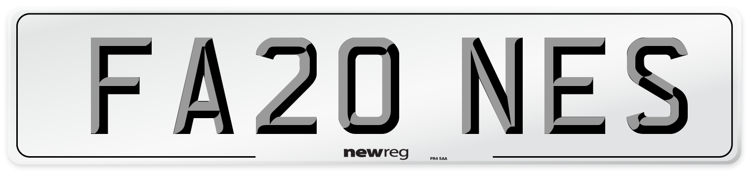 FA20 NES Number Plate from New Reg